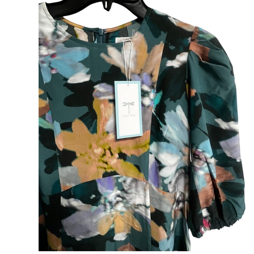 Tyler Böe Frankie 100% Silk Midi Dress | Sz 0, Green Watercolor Floral NEW! $344 - Picture 7 of 10